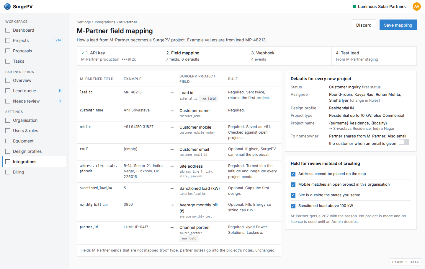 Field mapping with defaults