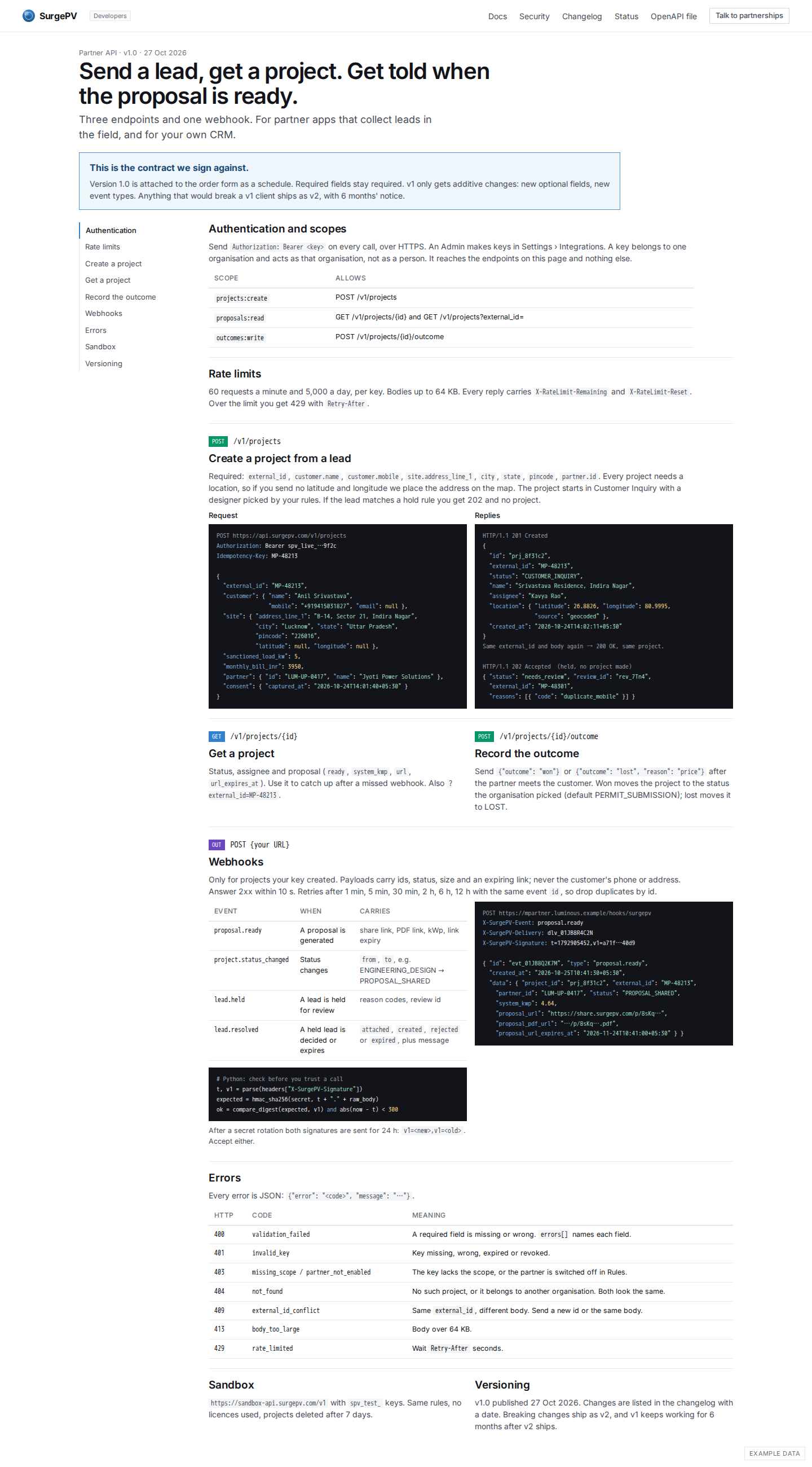 Developer docs: the contract