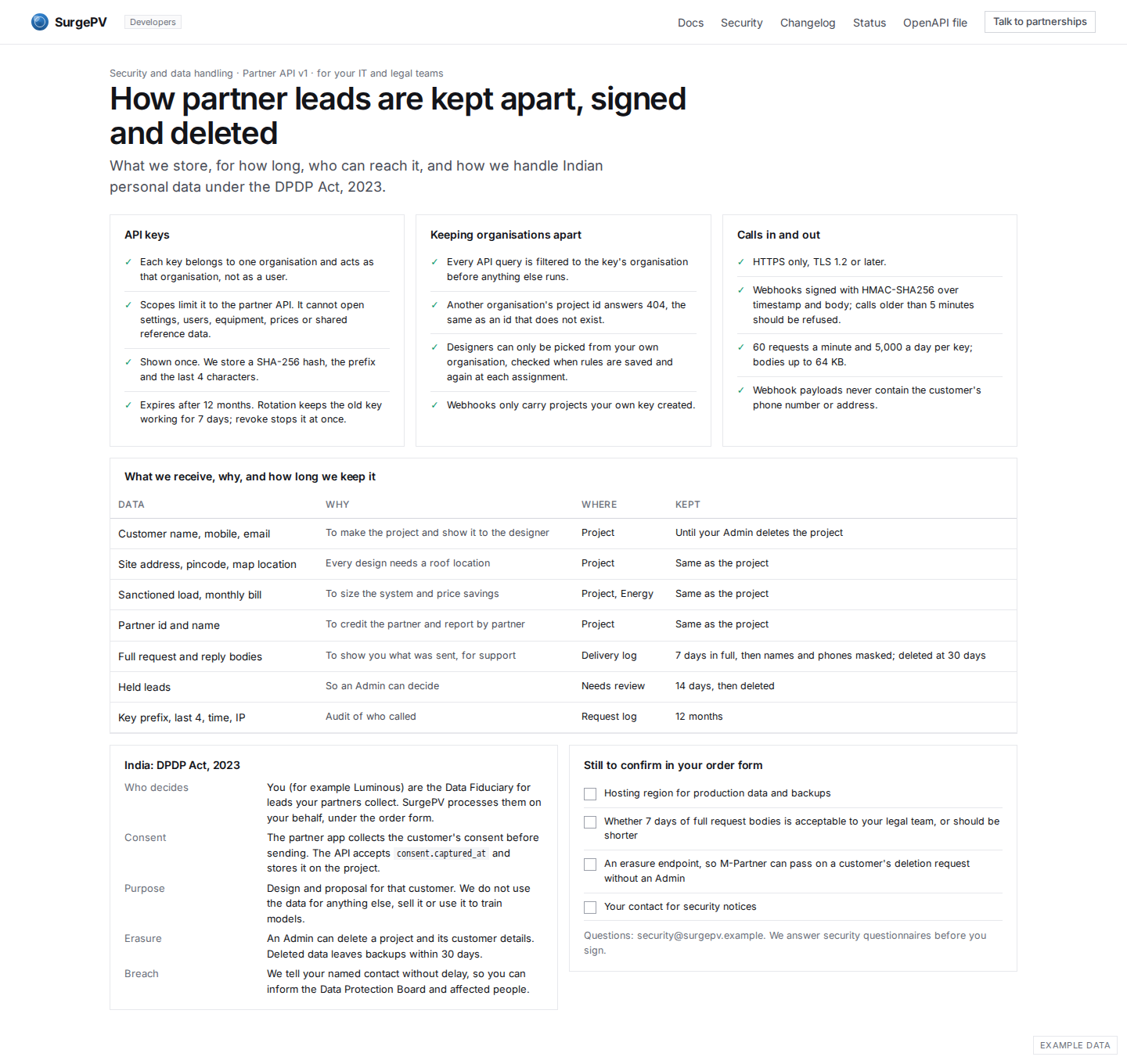 Security and data handling