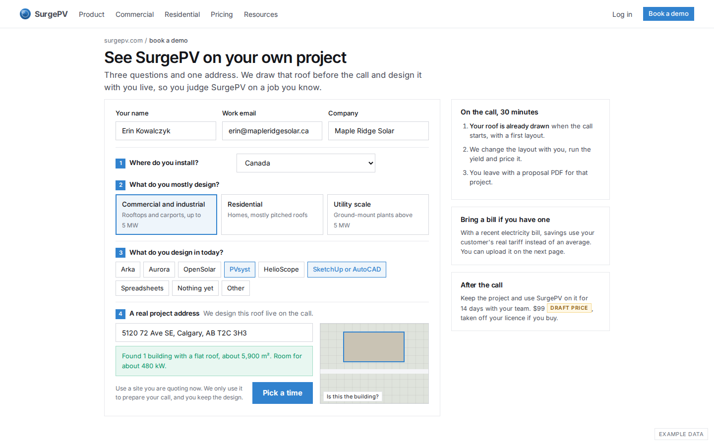 Book a demo on your own project