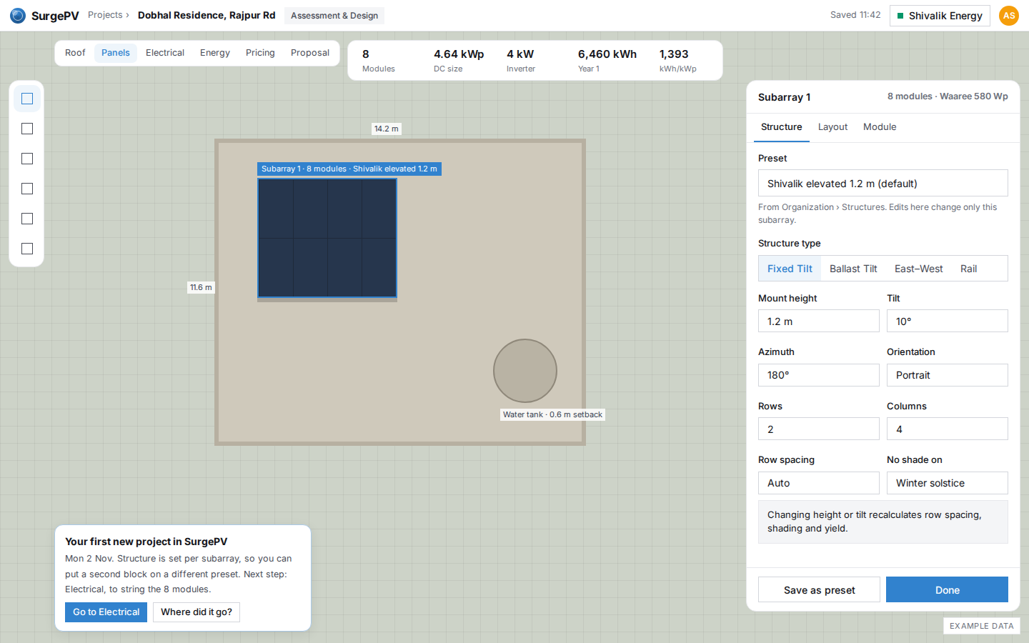 First new project designed in SurgePV