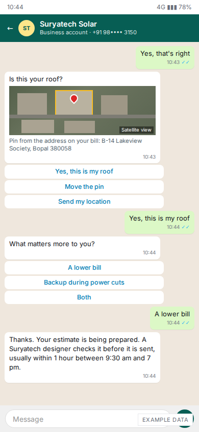 Phone: confirm the roof and the goal