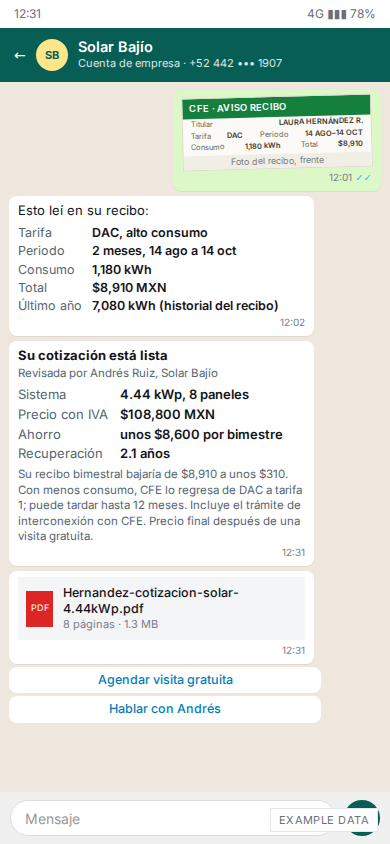 Phone: Mexico, a CFE DAC bill in Spanish
